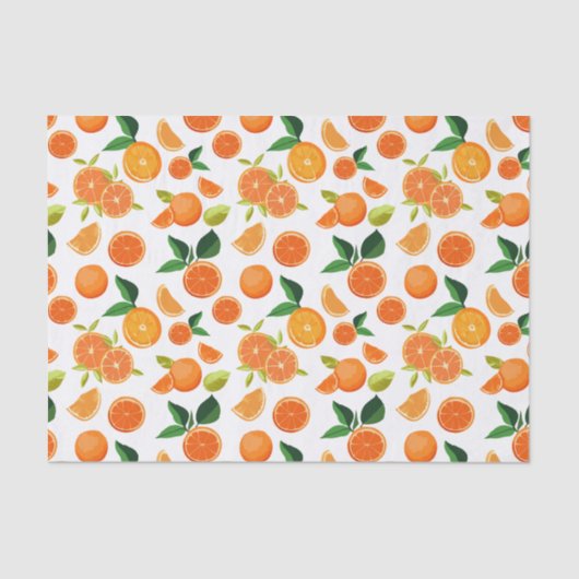Papier Mousseline Motif botanique d'agrumes orange (Recto)