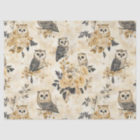 Motif botanique de hibou beige vintage de la forêt