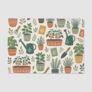 Papier Mousseline Motif botanique de jardin de tomates et d'herbes e