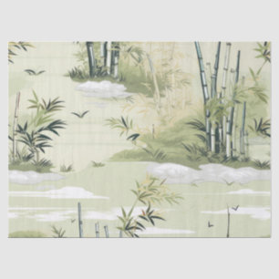 Papier Mousseline Motif botanique de la forêt de bambou Zen (1)
