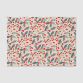 Papier Mousseline Motif botanique de Noël Holly Berry moderne (Recto)