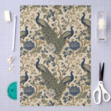 Motif botanique de paon de style Art Nouveau
