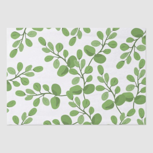 Papier Mousseline Motif botanique vert de printemps moderne Feuilles (Recto)