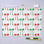 Papier Mousseline Motif Bow Red & Green Watercolor (Artisanat)