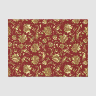 Papier Mousseline Motif Brown & Gold Floral Damques