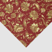 Papier Mousseline Motif Brown & Gold Floral Damques (Détail)
