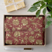 Papier Mousseline Motif Brown & Gold Floral Damques (Cadeau)