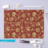 Papier Mousseline Motif Brown & Gold Floral Damques (Artisanat)