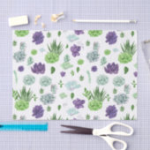 Papier Mousseline Motif Cactus vert et violet (Artisanat)