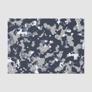 Papier Mousseline Motif camouflage bleu gris blanc pour soirée