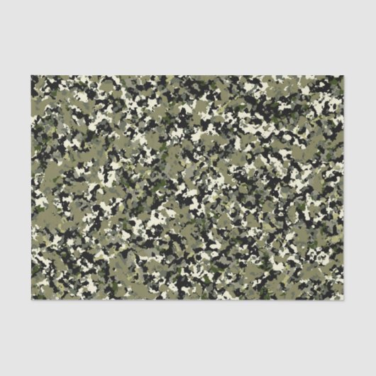 Papier Mousseline Motif Camouflage Cool noir vert Imprimer (Recto)