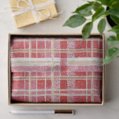 Papier Mousseline Motif carreau de Noël Or Rouge #2 ID1009 (Cadeau)