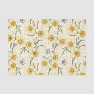 Papier Mousseline Motif carreaux à fleurs de narcisse botanique