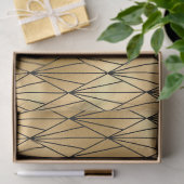 Papier Mousseline Motif carrelé noir Art déco or (Cadeau)