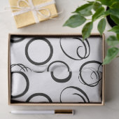 Papier Mousseline Motif Cercle noir et blanc Abstrait (Cadeau)