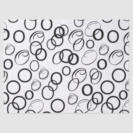 Papier Mousseline Motif Cercle noir et blanc Abstrait (Recto)