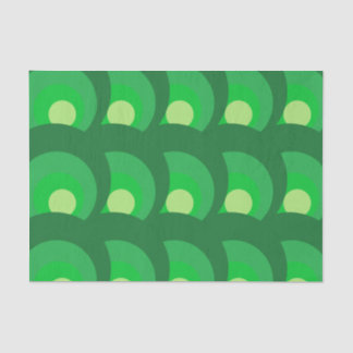 Papier Mousseline Motif Cercles Verts Rétro