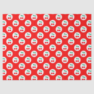 Papier Mousseline Motif Cerise – Cadeau & Décoration de Fruits Rétro