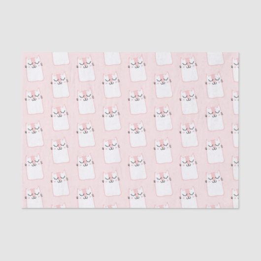 Papier Mousseline Motif chat chaton mignon dormant (Recto)