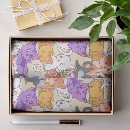 Papier Mousseline Motif chats mignons (Cadeau)