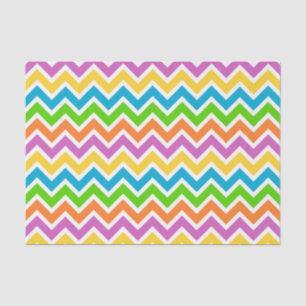 Papier Mousseline Motif chevron arc-en-ciel coloré vif