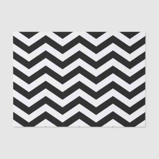 Papier Mousseline Motif Chevron en noir et blanc (Recto)