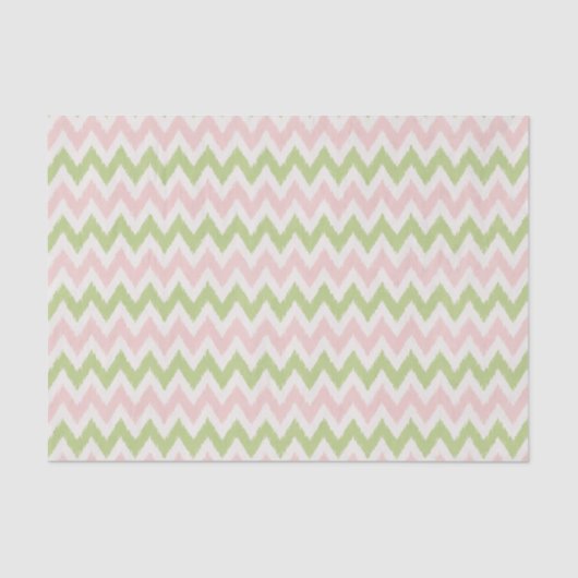 Papier Mousseline Motif chevron géométrique rose et vert chic (Recto)