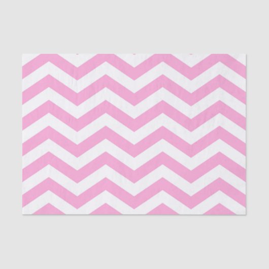 Papier Mousseline Motif Chevron rose et blanc (Recto)