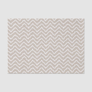 Papier Mousseline Motif Chevron Zigzag Ondulé Beige Et Blanc