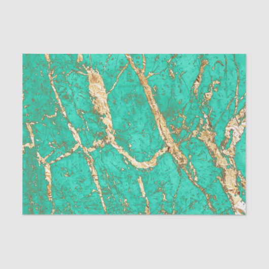 Papier Mousseline Motif chic de marbre de turquoise d'or (Recto)