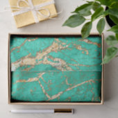 Papier Mousseline Motif chic de marbre de turquoise d'or (Cadeau)