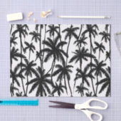 Papier Mousseline Motif Chick Black + White Palm Tree (Artisanat)