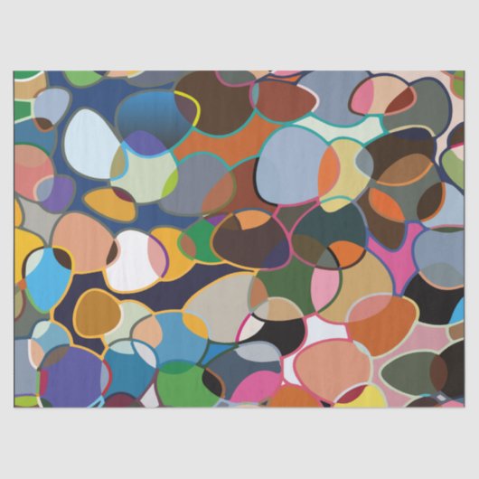 Papier Mousseline Motif circulaire polychrome déformé (Recto)
