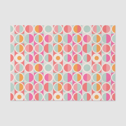 Papier Mousseline Motif circulaire rose chaud (Recto)
