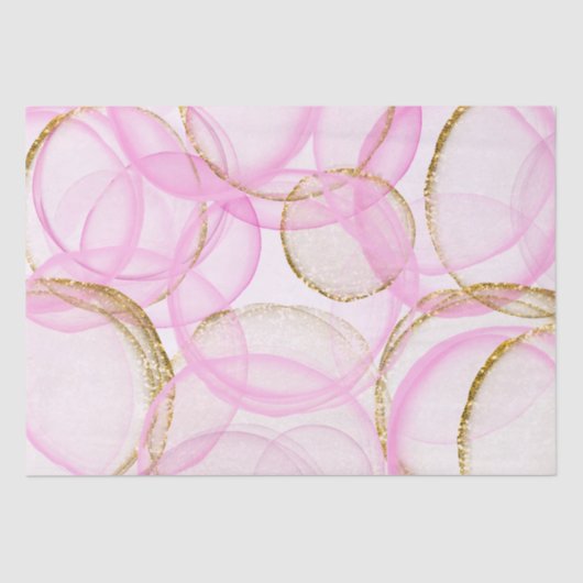 Papier Mousseline Motif circulaire rose et or (Recto)