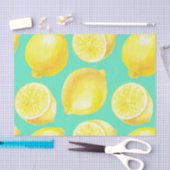 Papier Mousseline Motif citrons aquarelle (Artisanat)