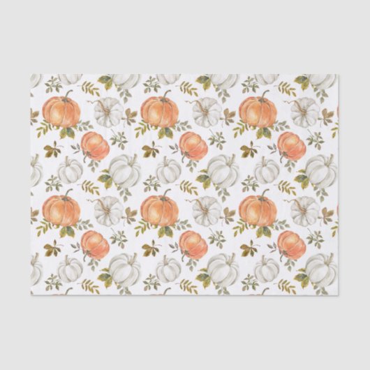 Papier Mousseline Motif Citrouille d'aquarelle d'automne (Recto)