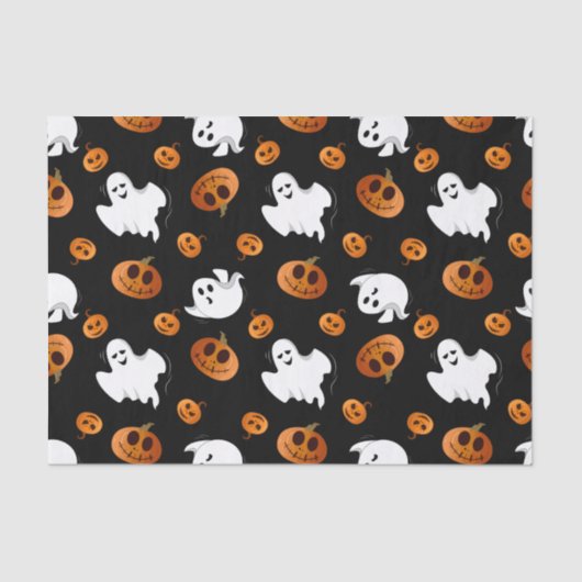 Papier Mousseline Motif Citrouille de Ghost Halloween plaisant (Recto)