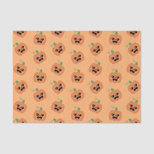 Papier Mousseline Motif Citrouille Halloween Kawaii (Recto)
