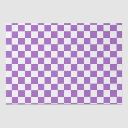 Papier Mousseline Motif classique violet et blanc À damiers (Recto)