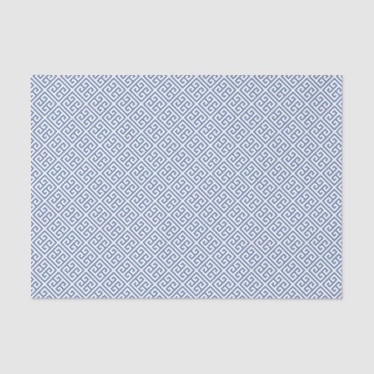 Papier Mousseline Motif Clé Grecque Bleu Et Blanc (Recto)