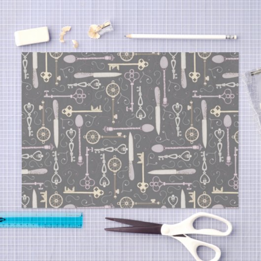 Papier Mousseline Motif clé style Steampunk (Artisanat)