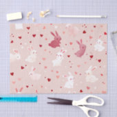 Papier Mousseline Motif Cœurs de Lapin Rose – Joli Lapin Pastel (Artisanat)