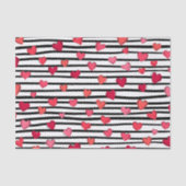 Papier Mousseline Motif Coeurs rose et noir (Recto)