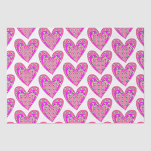 Papier Mousseline Motif Coeurs Roses Et Boules De Football