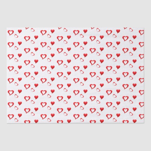 Papier Mousseline Motif Cœurs Rouges | Amour de la Saint-Valentin (Recto)