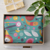 Papier Mousseline Motif coloré d'oiseau d'amusement de Boho (Cadeau)