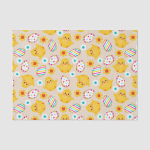 Papier Mousseline Motif coloré OEufs de Pâques et poussins