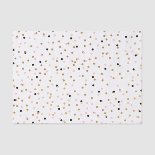Papier Mousseline Motif Confetti Noir Or (Recto)