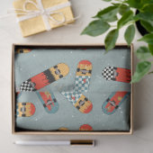 Papier Mousseline Motif Cool bleu Retro Skateboard (Cadeau)